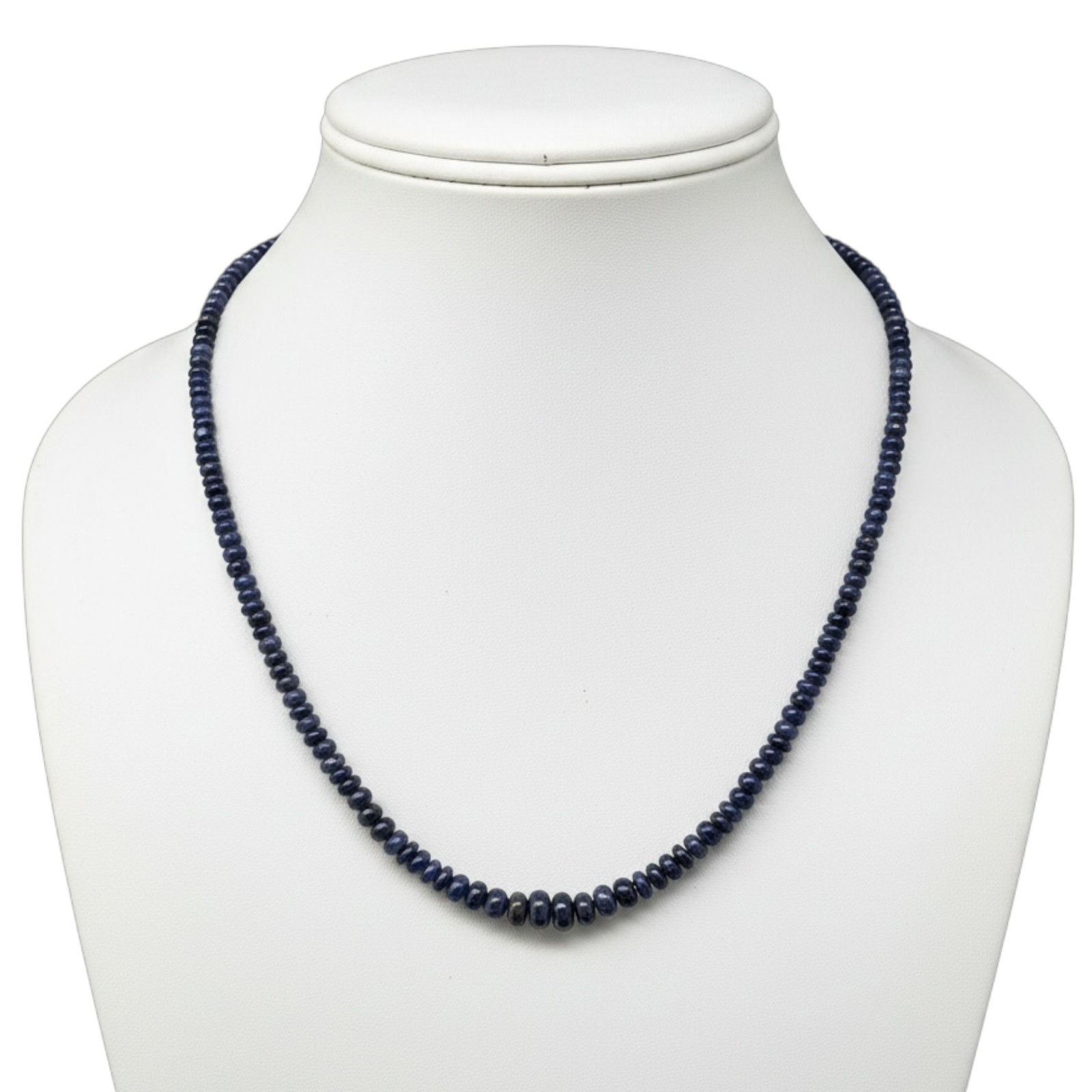 17″ Natural Barma Blue Sapphire Necklace 3.5-8mm Unheated Strand Cabochon Beads