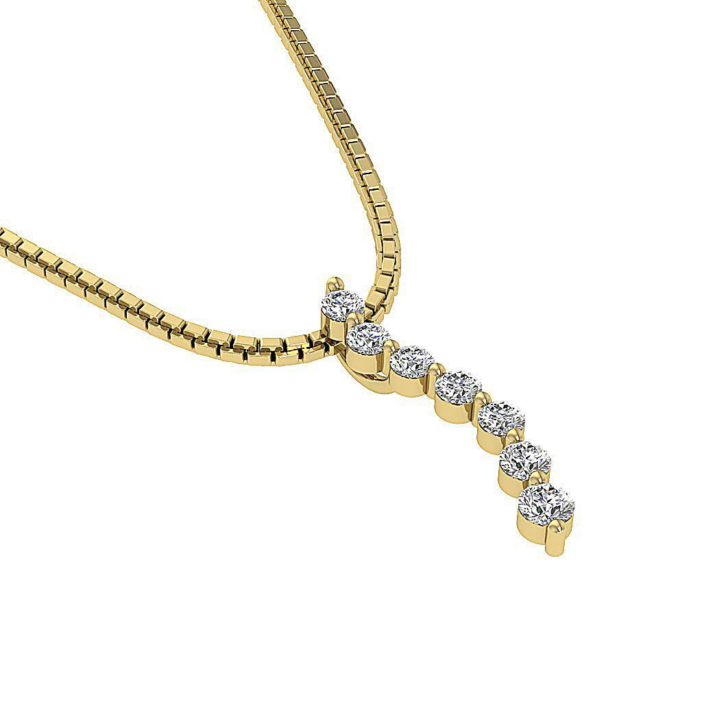 Journey Pendant Necklace I1 G 0.50Ct Genuine Diamond White Gold Prong Set 1 Inch