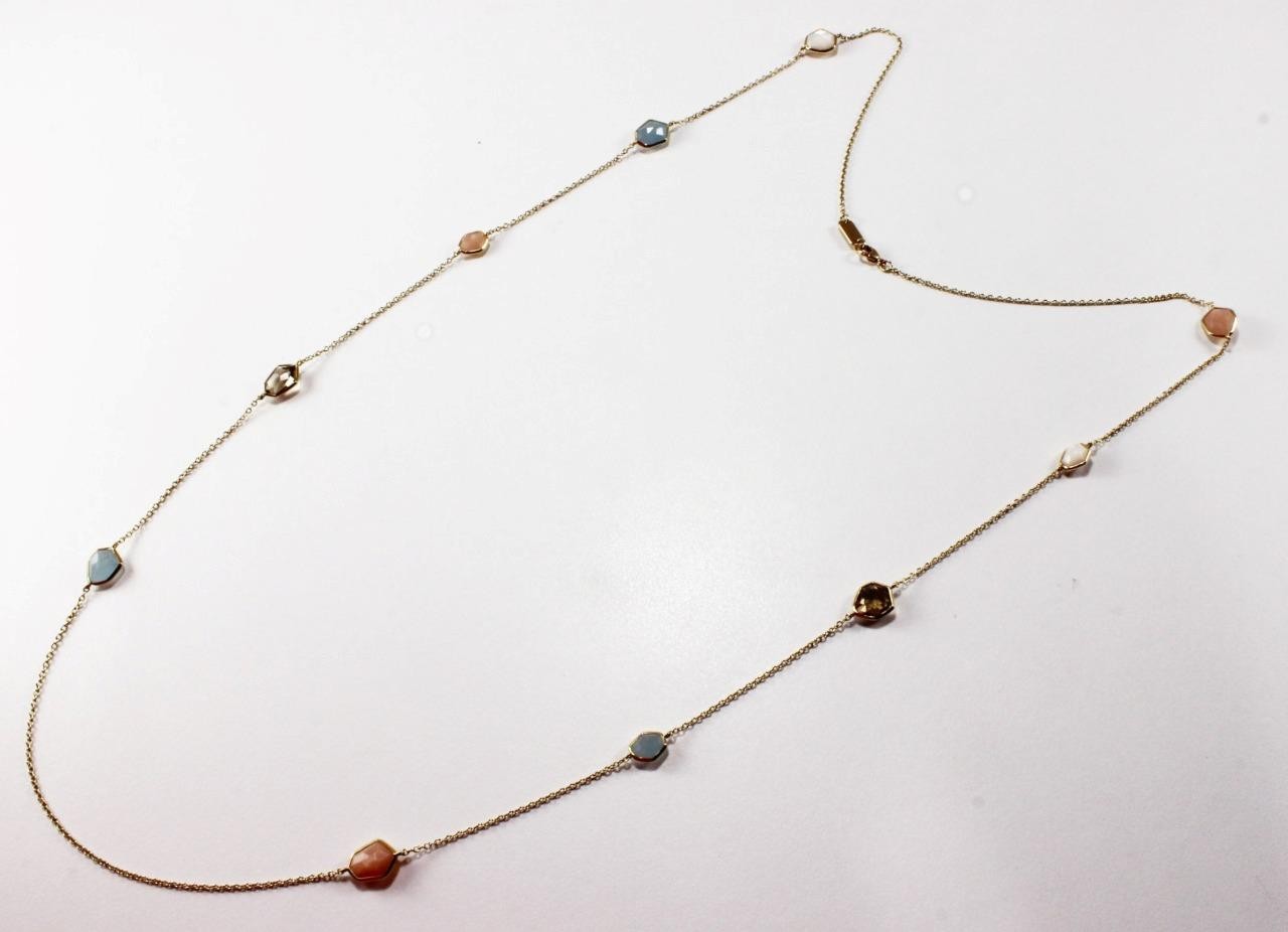 IPPOLITA 18K YELLOW GOLD MIXED GEMSTONE 10-STONE LONG NECKLACE, 36in, 12.34g