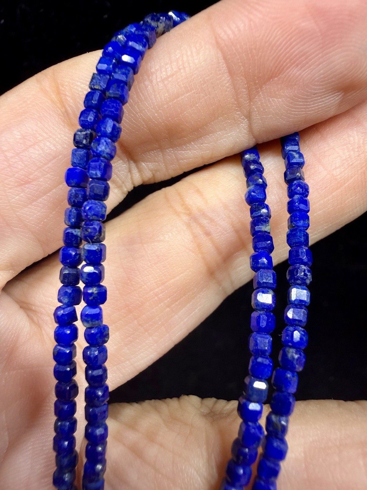 Premium Lapis Lazuli Beaded Necklace Teardrop Quartz Pendant 925 Sterling