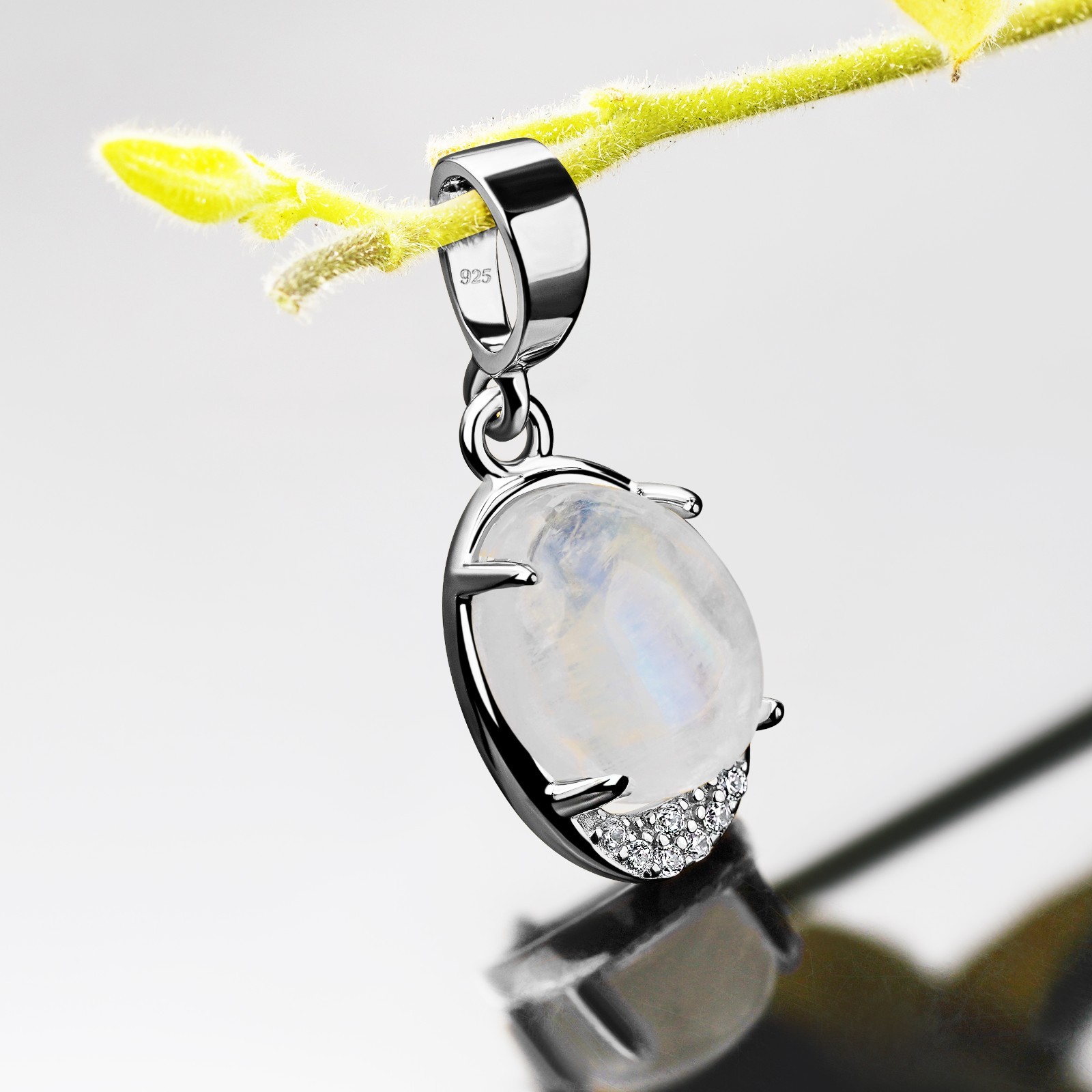 Silver Pendant Blank – 7×9 mm Prong Setting Cabochon DIY Jewelry Base