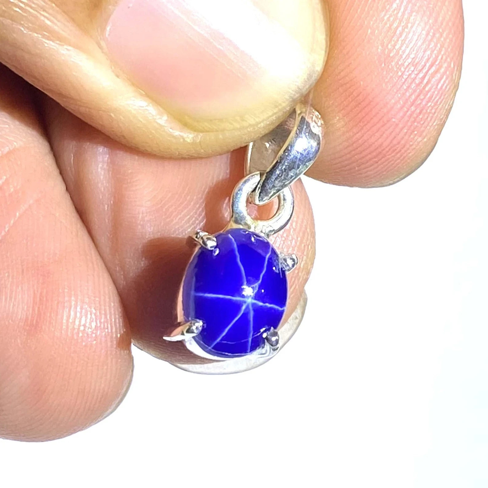 AA+15.90 Ct Natural 6 Ray Blue Star Sapphire Pendant in Silver Handmade Jewelry