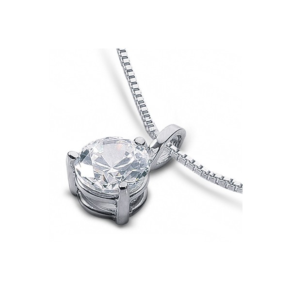 0.27ct F SI1 Round Natural Diamond White Gold Classic Solitaire Pendant