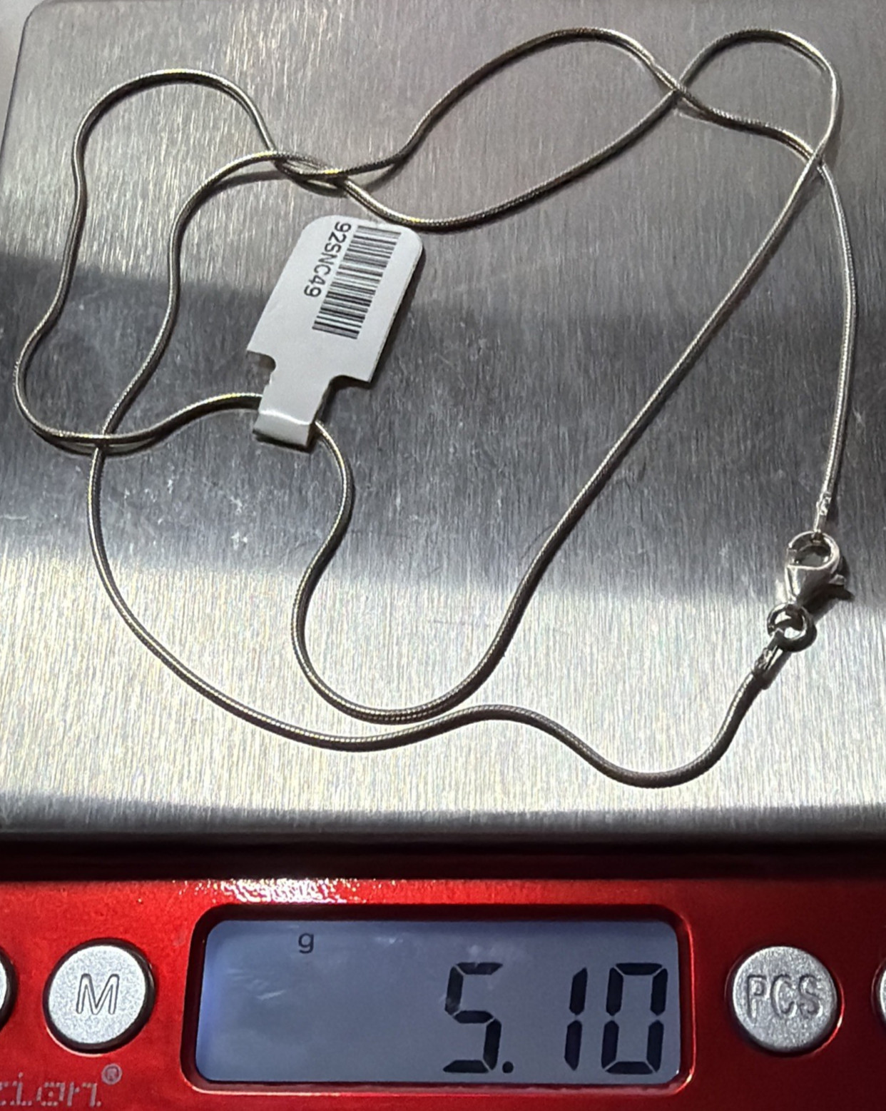 925 Sterling Silver Solid Snake Italy Chain 4.95grams 1.1mm 22” Necklace NWT
