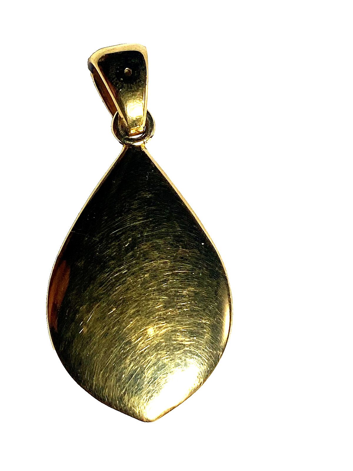 Designer Signed SLC 14k Yellow Gold Hollow Resin Core ONYX TEARDROP Pendant