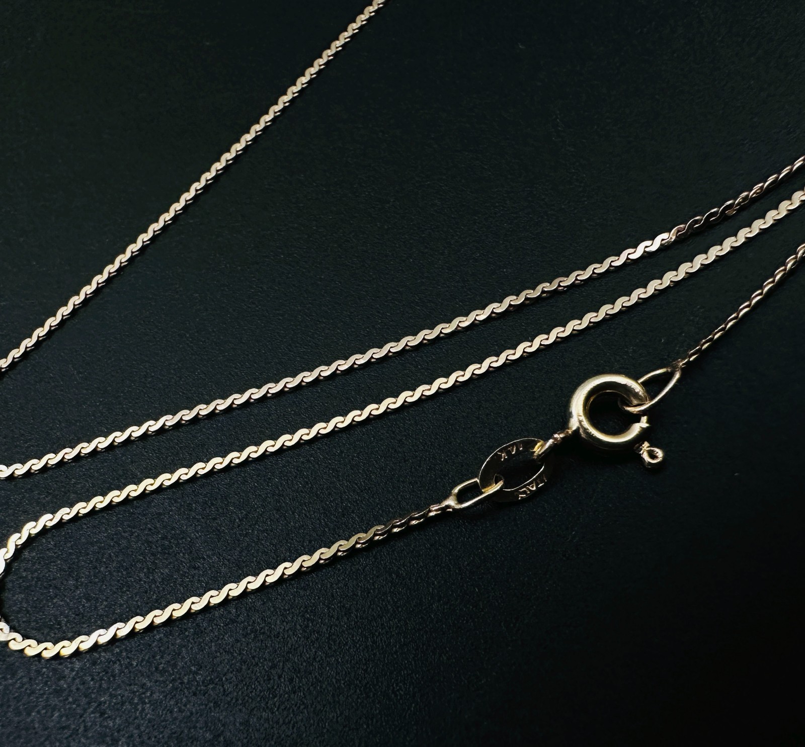 Solid 14K Yellow Gold Italian Serpentine Link Chain Necklace, 1mm, 15 1/4″, 1.5g