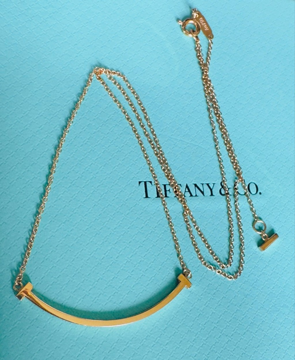 Tiffany & Co. 18k Yellow Gold Small T Smile Pendant Necklace 16.5” or 18.3”