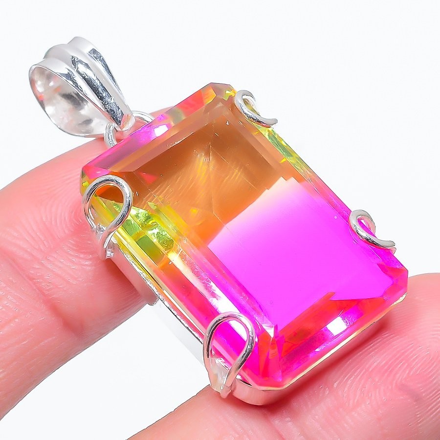 Tourmaline Gemstone 925 Sterling Silver Jewelry Pendant Size 1.90″