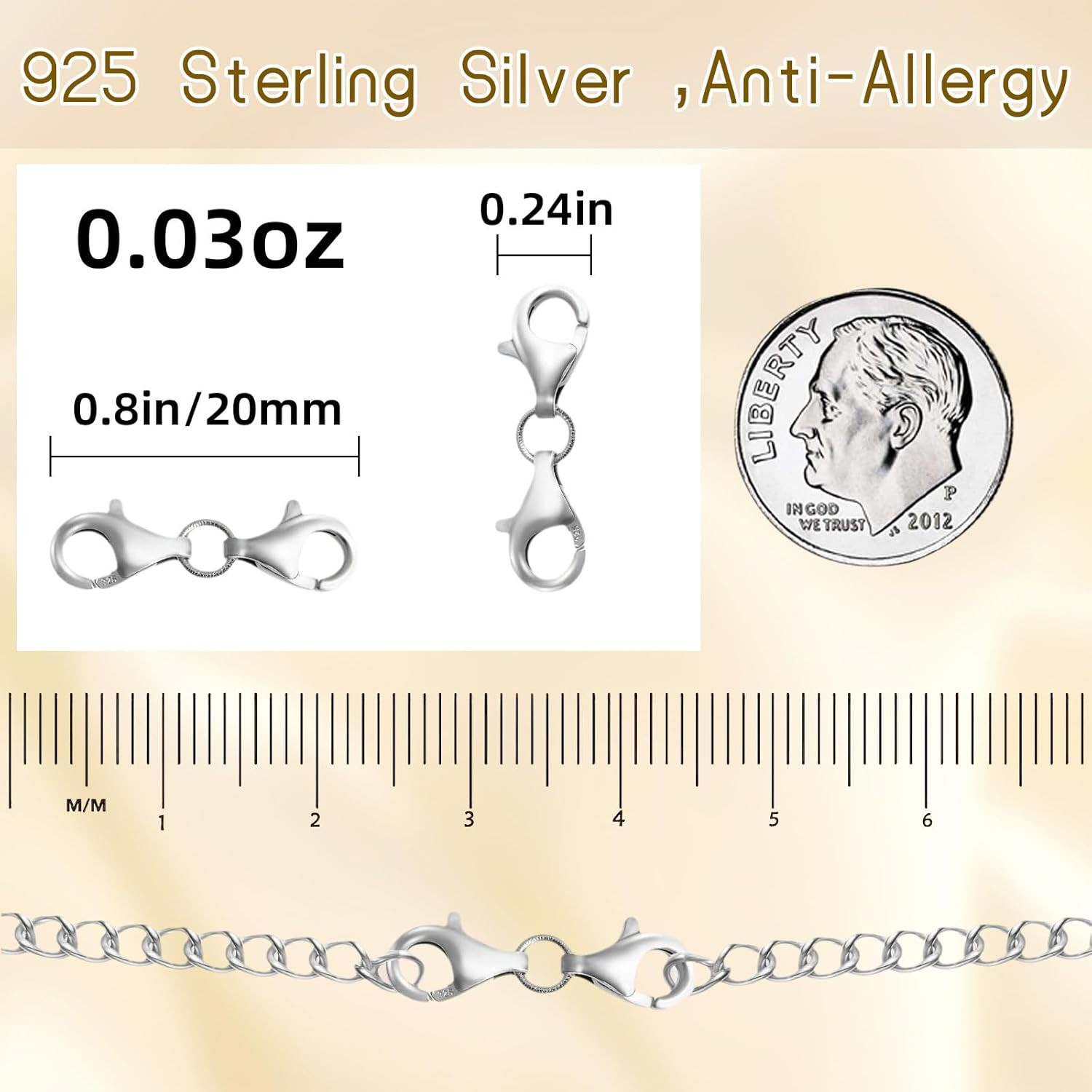 925 Sterling Silver Double Lobster Claw Clasps,Necklace Extender Double Bracelet