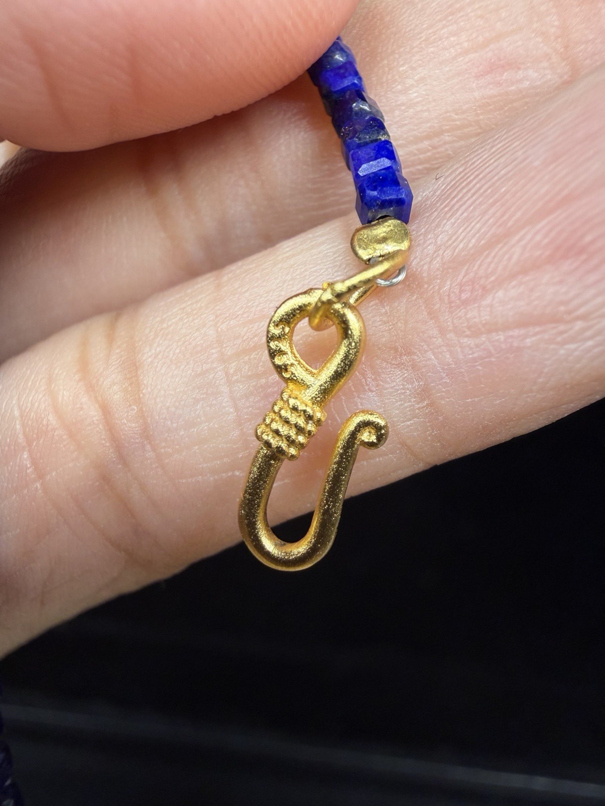 Premium Lapis Lazuli Beaded Necklace Teardrop Quartz Pendant 925 Sterling