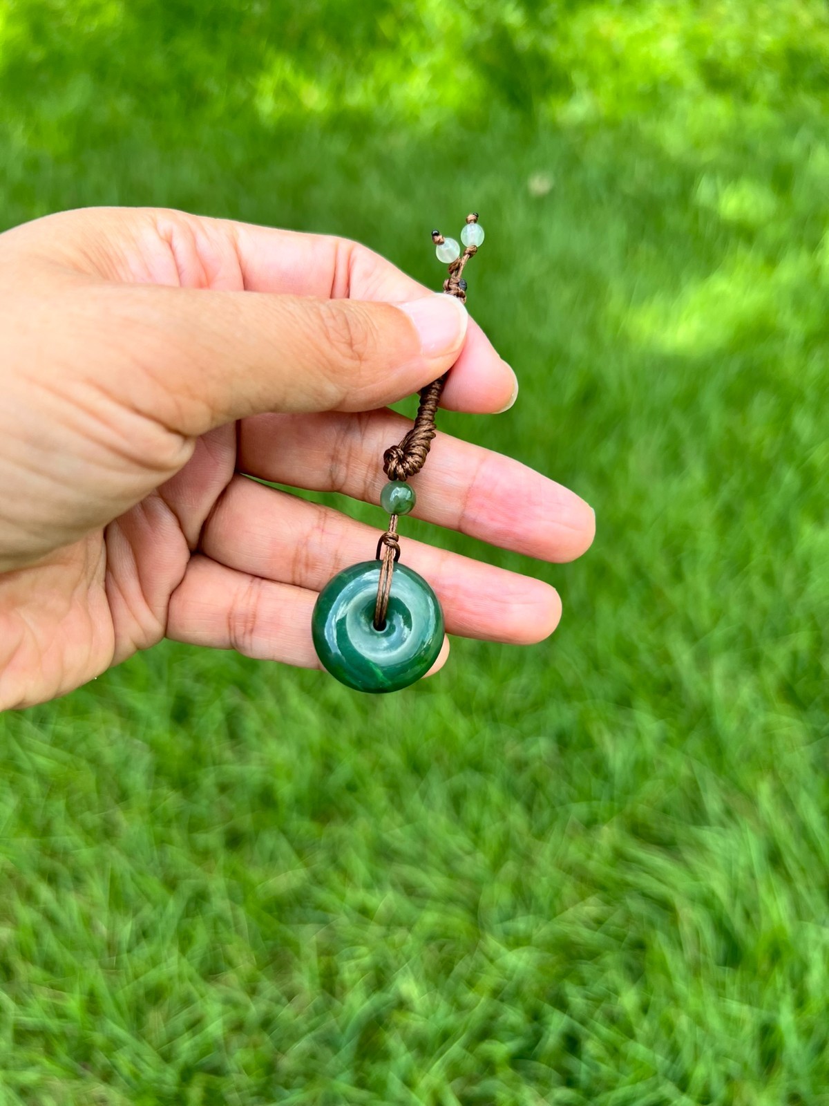 Genuine 100% Natural Rich Green Nephrite Jade PingAn Pendant H141 C