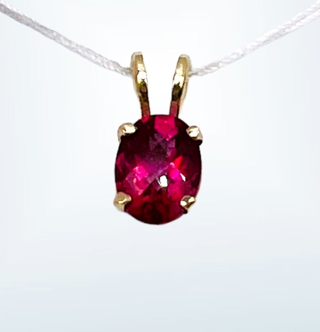 14k Yellow Gold Pink Topaz Oval Pendant 1.38ct