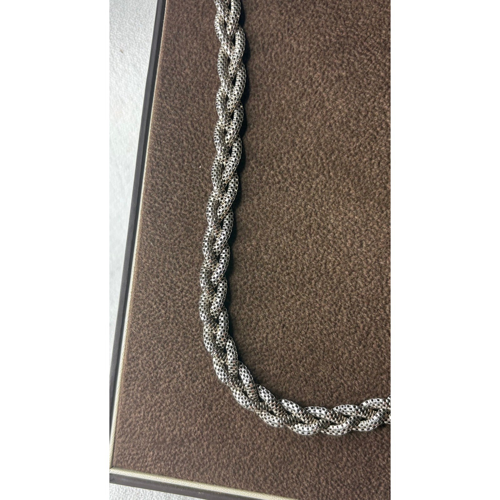 Jared Braided Popcorn Chain Necklace 925 Sterling Silver 16 Inch Woven Mesh