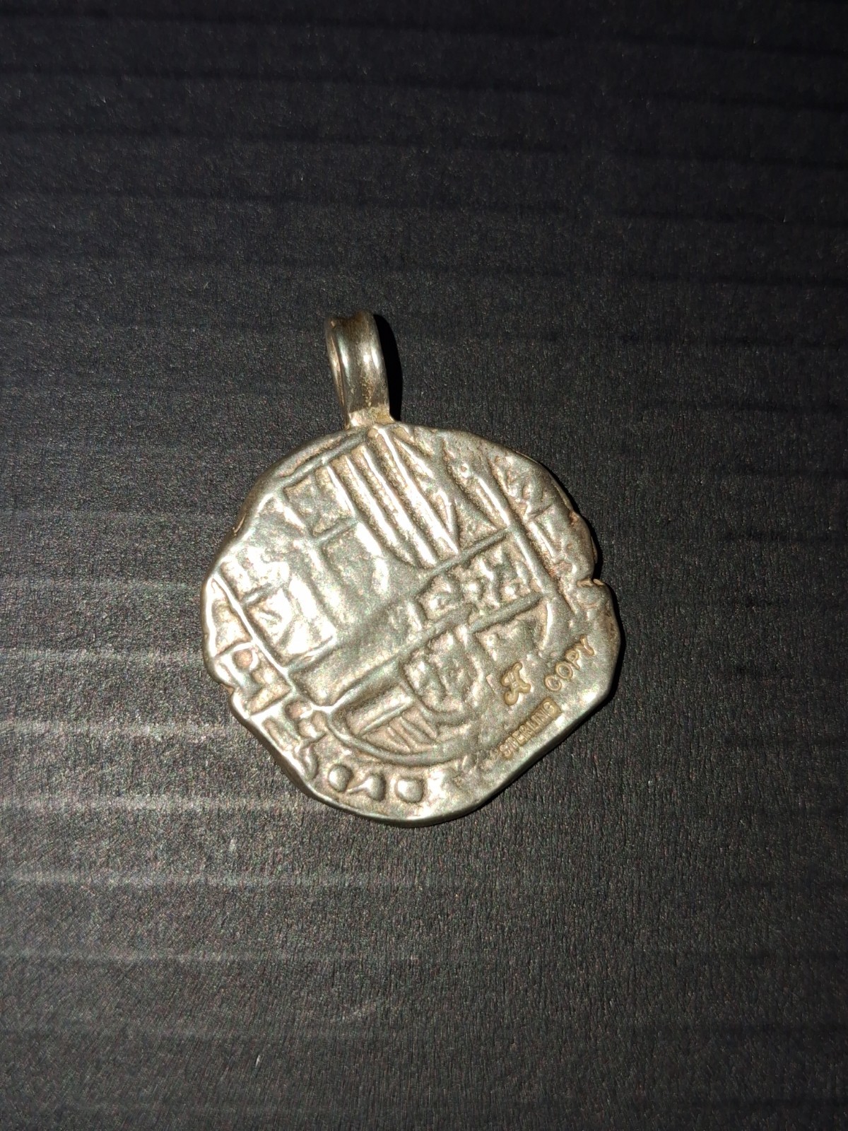 Signed Sterling Silver Replica Cob Coin Pendant 4.5g