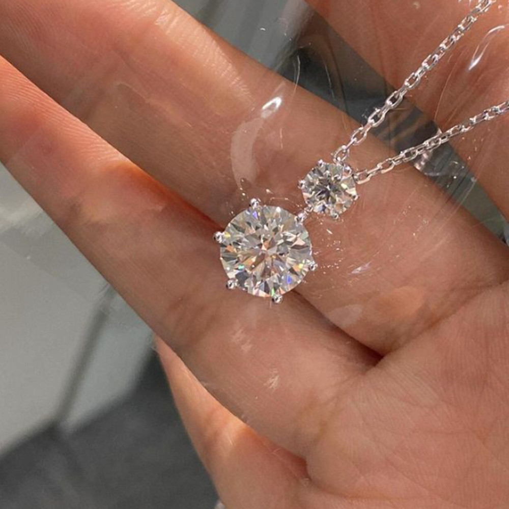 1.89Ct Classic Round Moissanite Pendant Without Chain 14k White Gold Plated