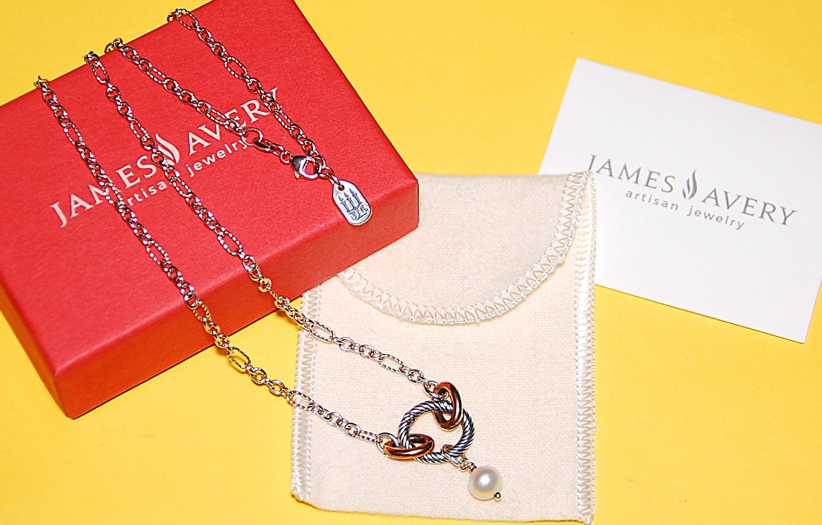 James Avery 18″ Sterling & Bronze Changeable Charm Necklace with JA Pearl Charm