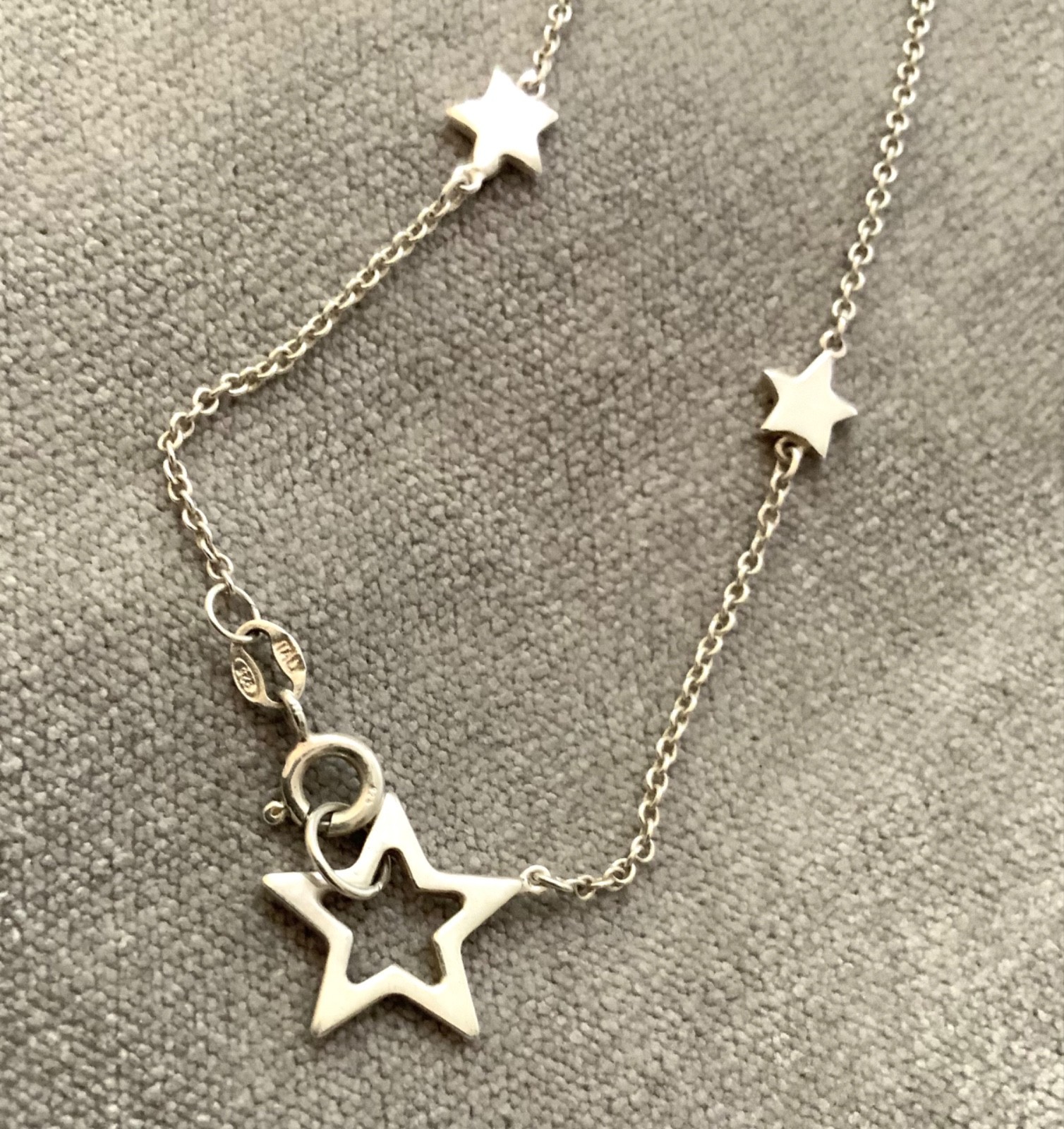 STERLING SILVER STAR NECKLACE multi stars small rolo chain -great for layering!