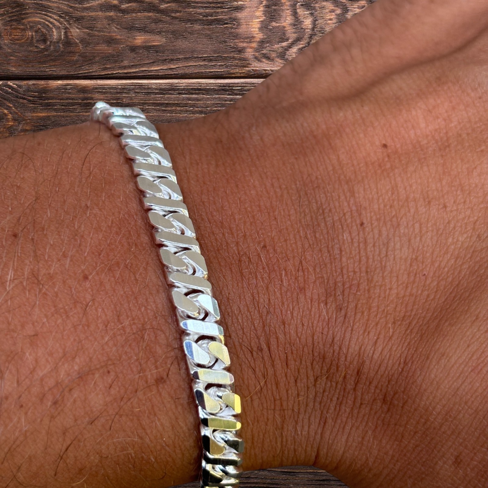 6mm Dollar Link Bracelet – Real Solid 925 Sterling Silver MADE IN ITALY