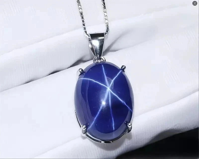 21.28 Ct+ Certified Natural Blue Star Sapphire 925 Solid Silver Pendant Gemstone
