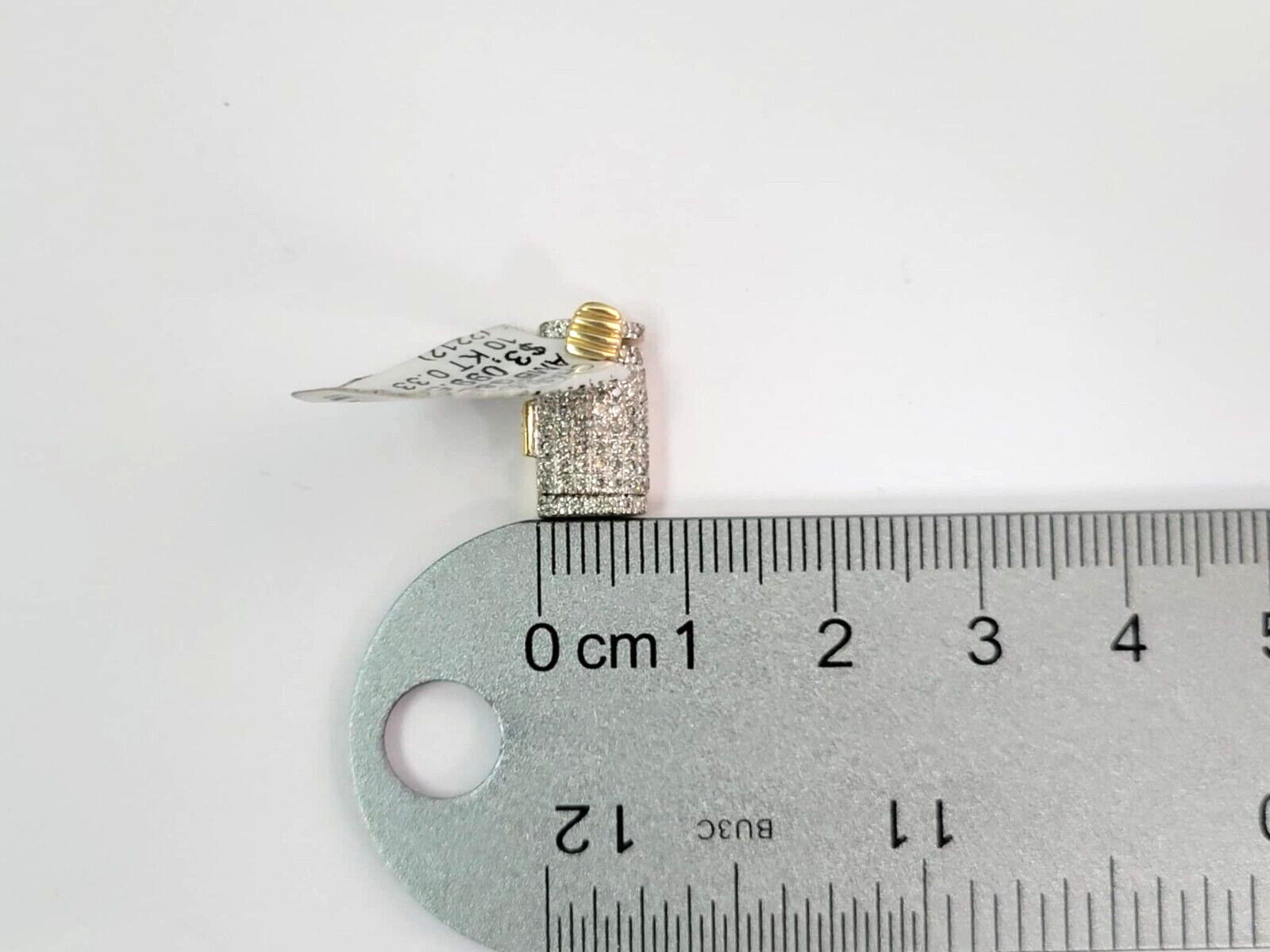 10K Yellow Gold Diamond Box Clasp Accessory 7.5MM Pave Set Double Lock