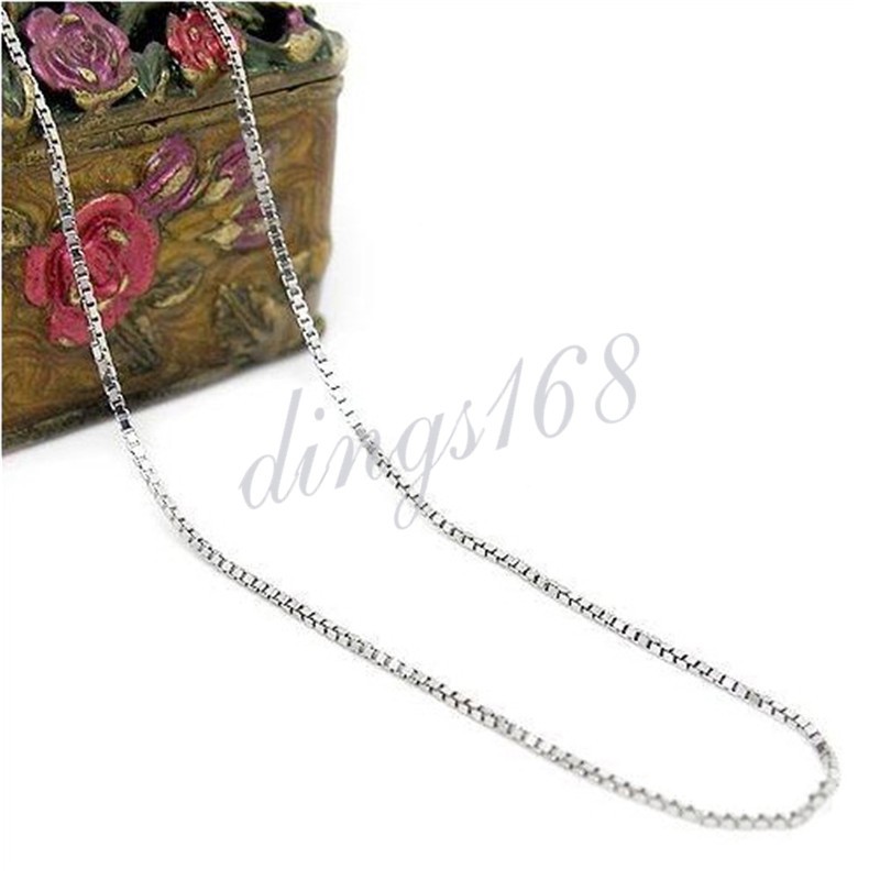 925 Sterling Silver Italian Round Box Chain Necklace 16″~32″ with Rhodium Finish