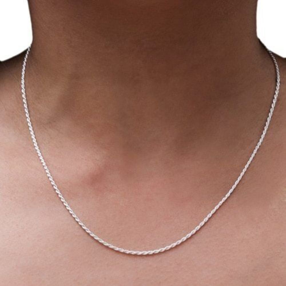 925 Solid Sterling silver 1MM Rope Chain Necklace 16″-30″ Made In Italy