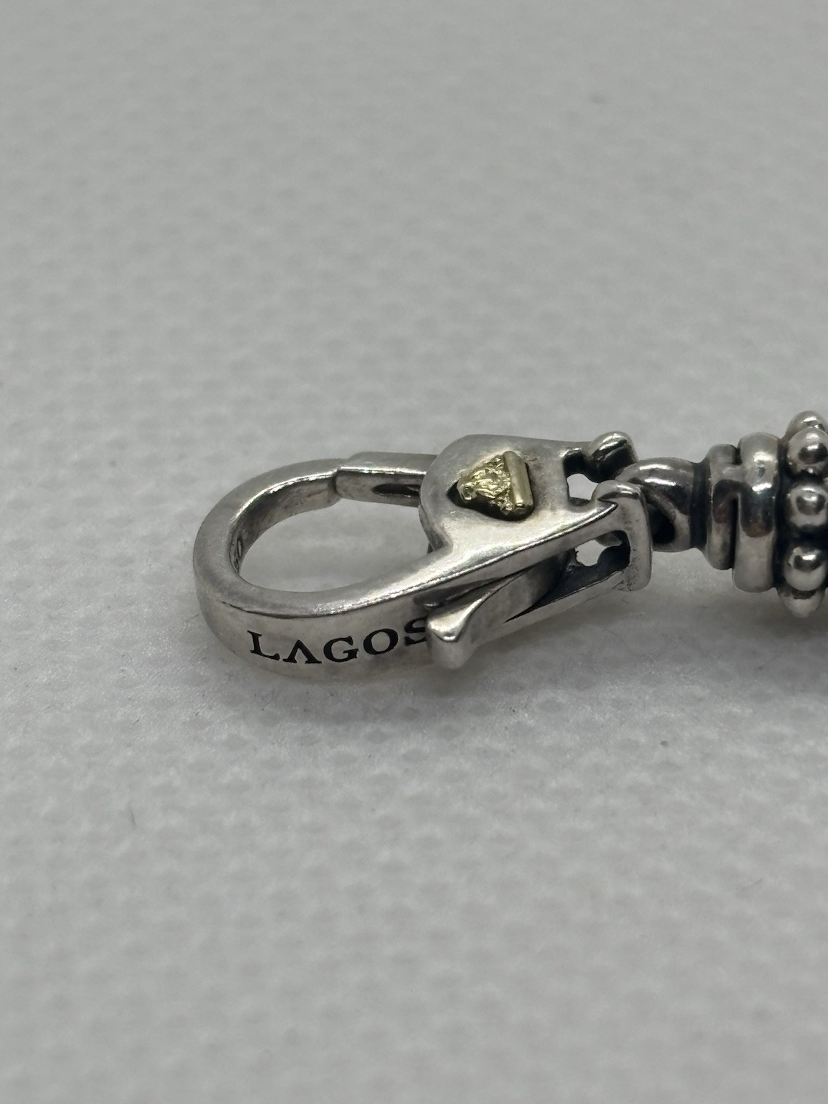 Lagos Signed 925 Sterling Silver & 18K Gold Necklace 18”