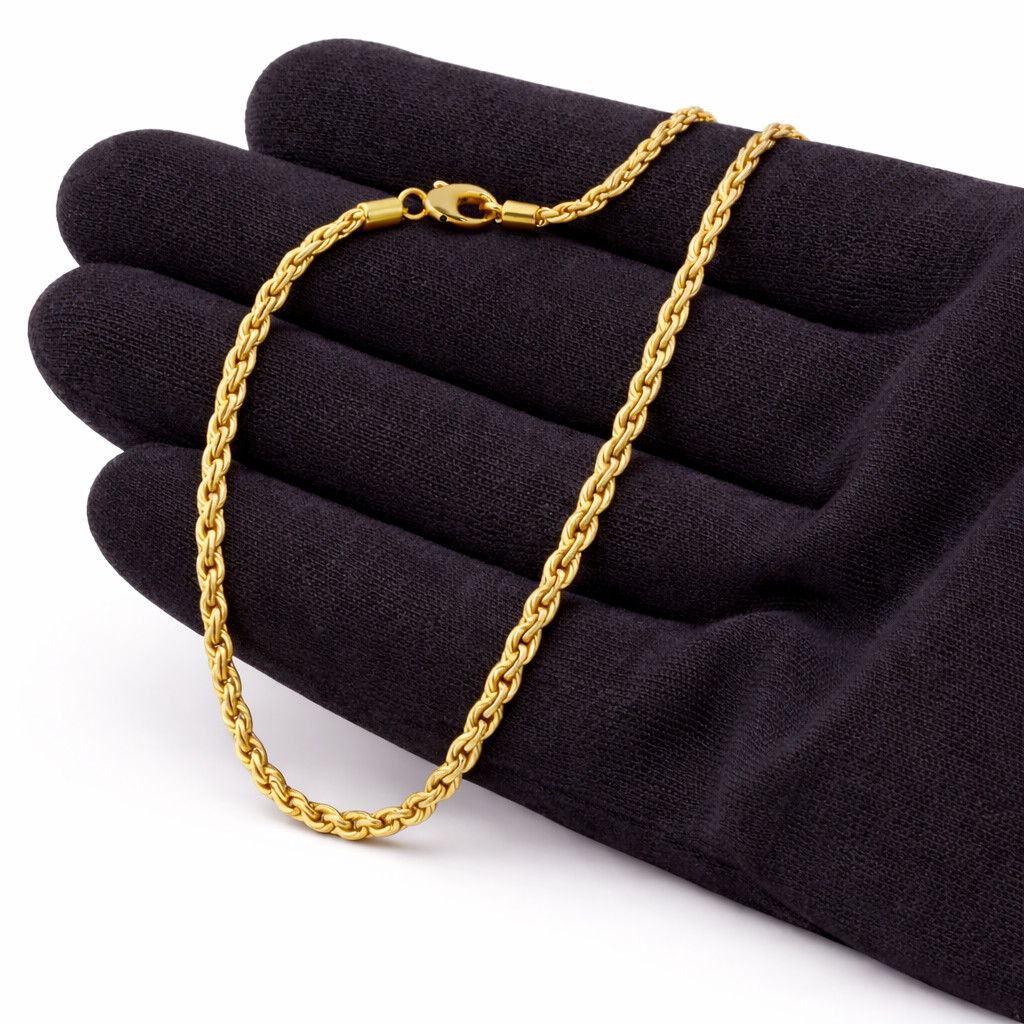 Italian 1/200 14k Yellow Gold Overlay Rope Chain Necklace Bracelet Set Cadena