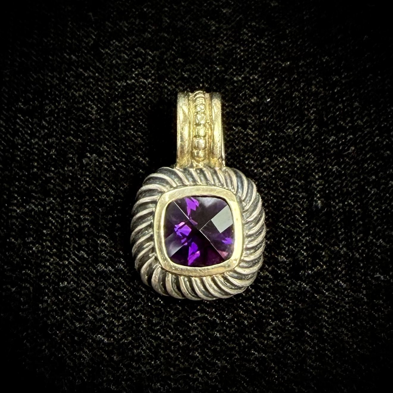 David Yurman Sterling Silver & 14K Gold Amethyst Albion Enhancer Pendant