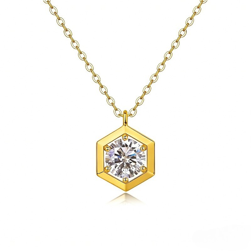 Simple Design Hexagon Shape 1ct Moissanite Pendant for Festival Jewelry Gift