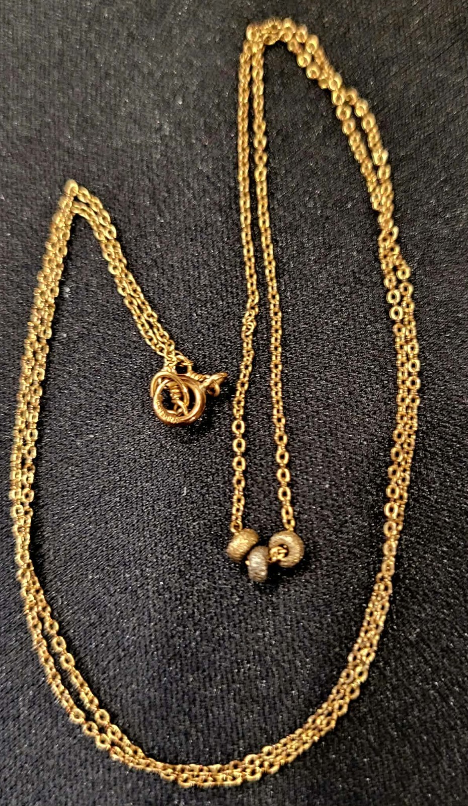 14K Gold Filled Textured 3 Bead Necklace 19″