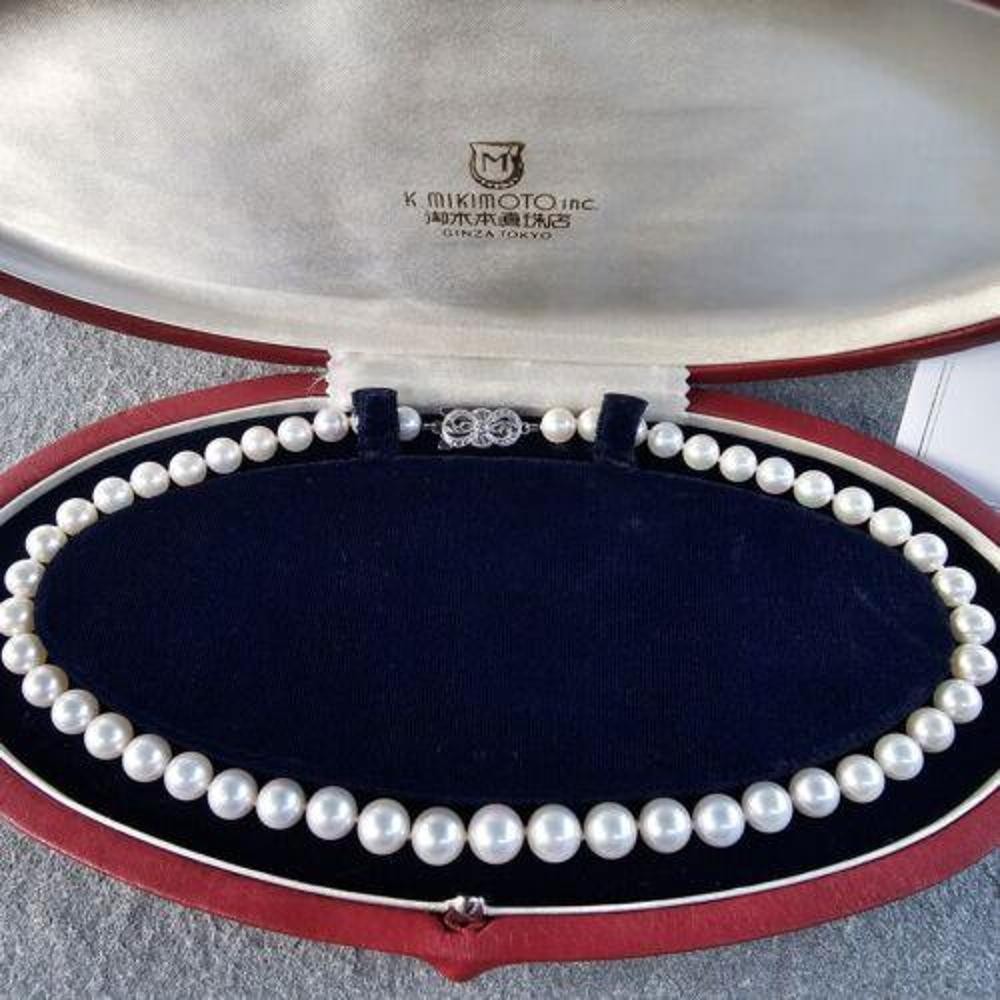 Mikimoto Marilyn Monroe Pearl Strand Necklace 7-9mm 16″ 18k Diamond Limited rare