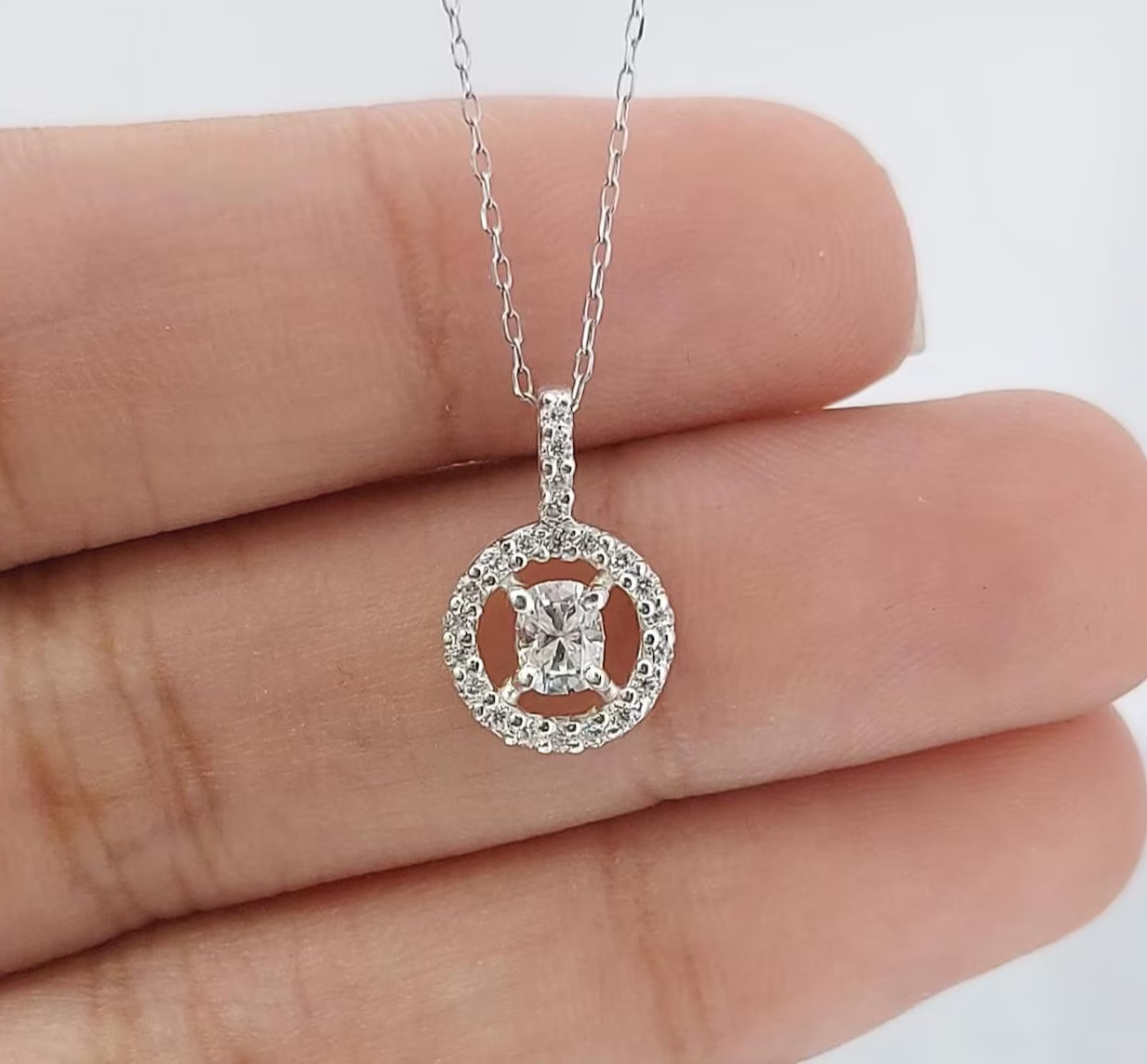 Natural Moissanite Pendant Cushion Cut 925 Sterling Silver Pendant Gift For Him