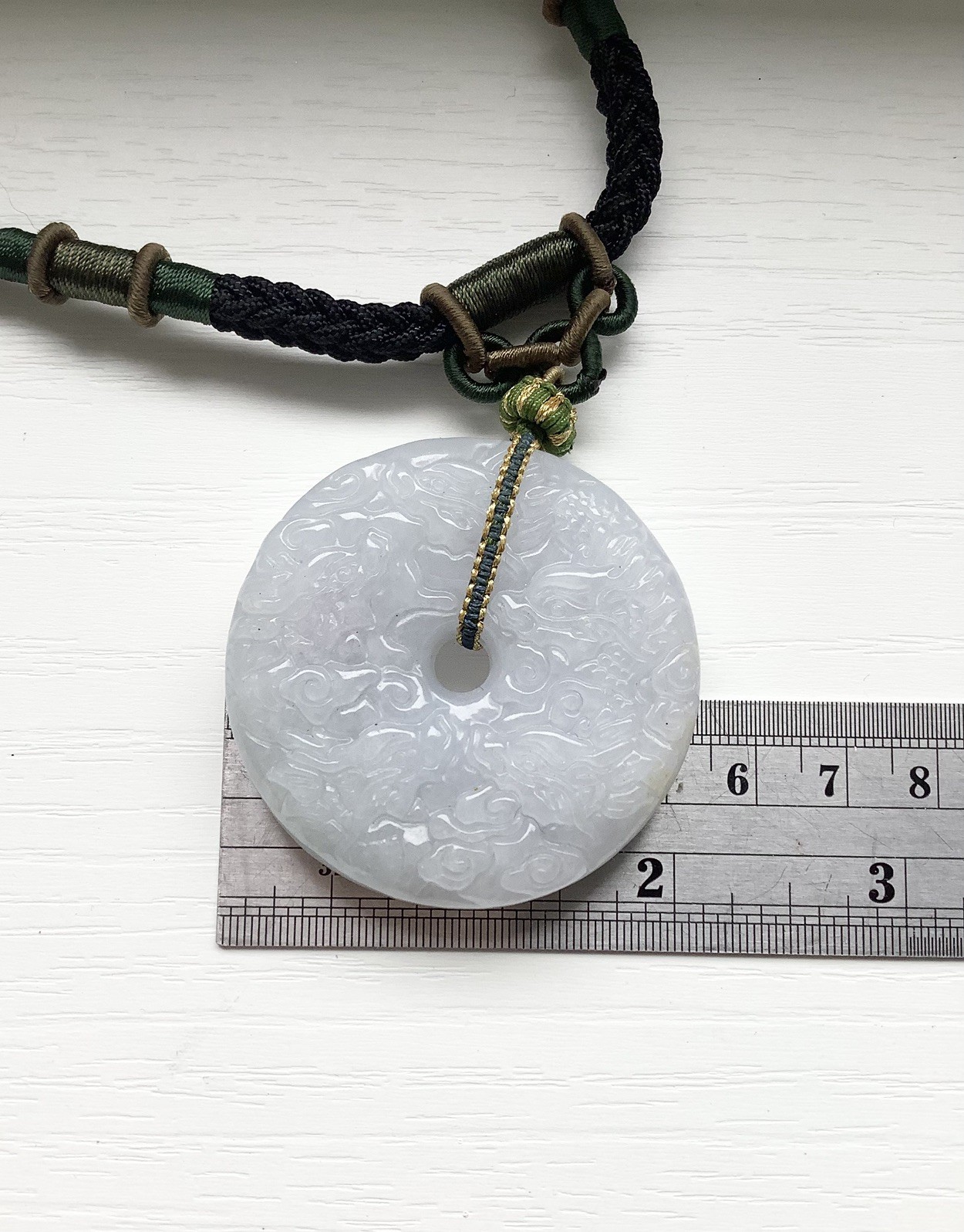 Handmade Natural Burmese Jadeite Dragon Pendant Necklace Large Chunky Statement