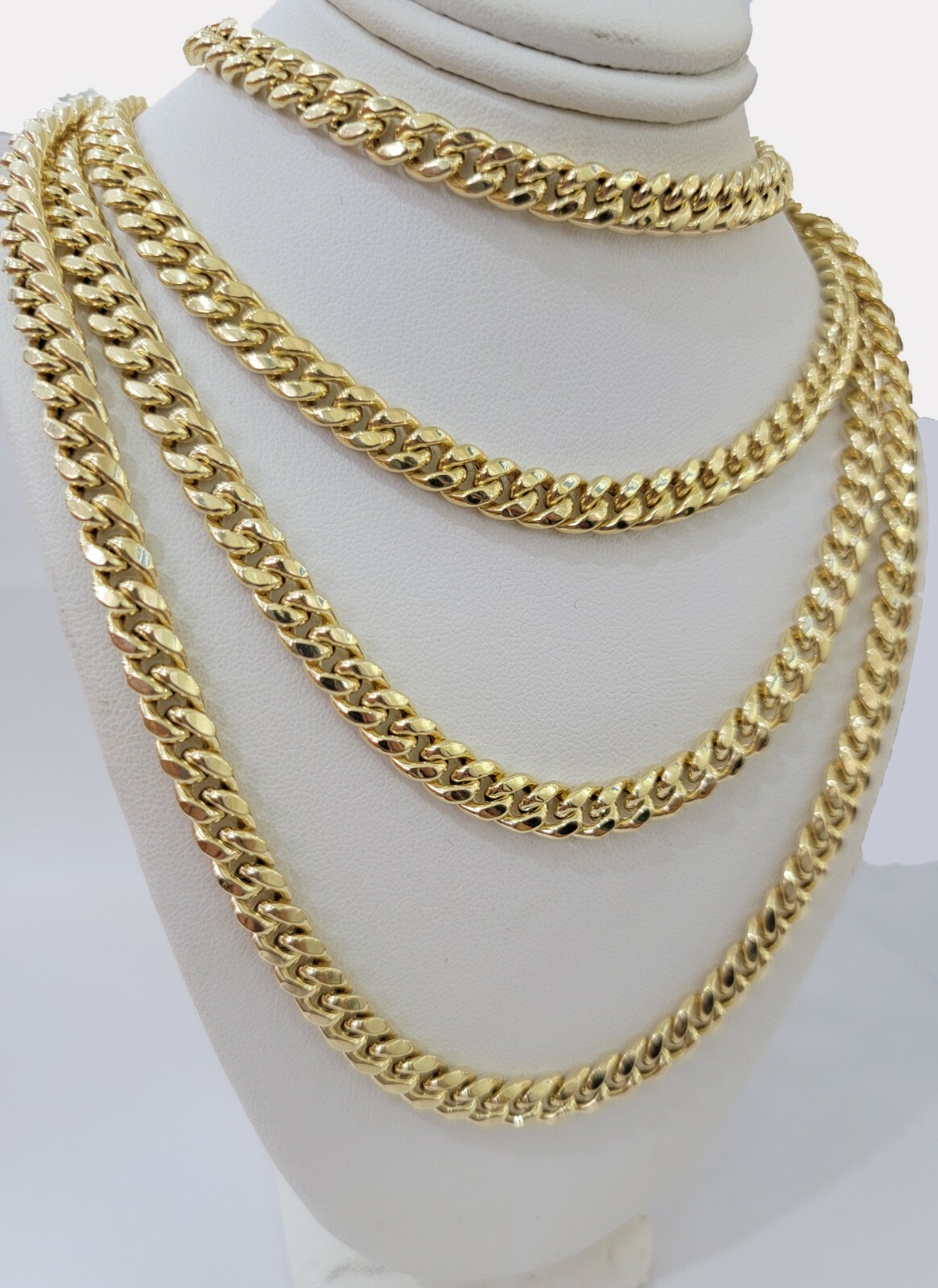 Real Gold chain 7mm 24 Inch Miami Cuban Link Necklace 10kt Yellow Gold For Mens