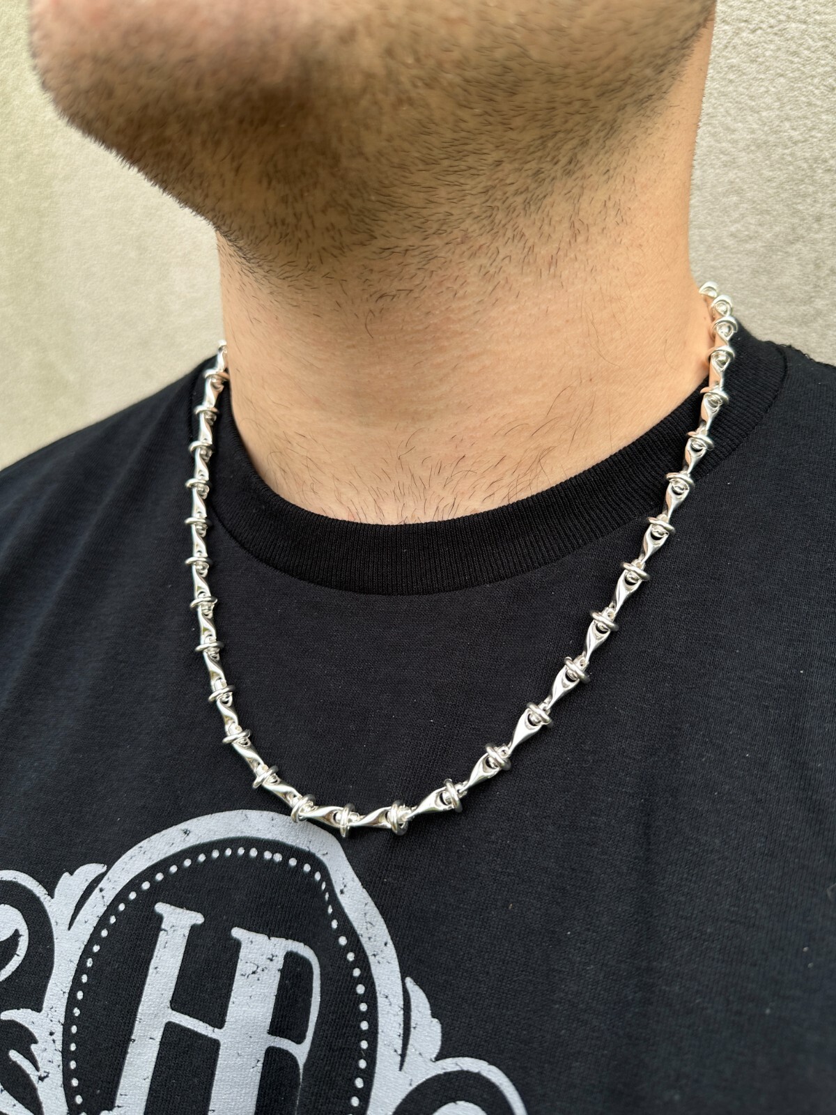 Real 925 Sterling Silver Custom 8mm Barbed Wire Link Chain Necklace Or Bracelet
