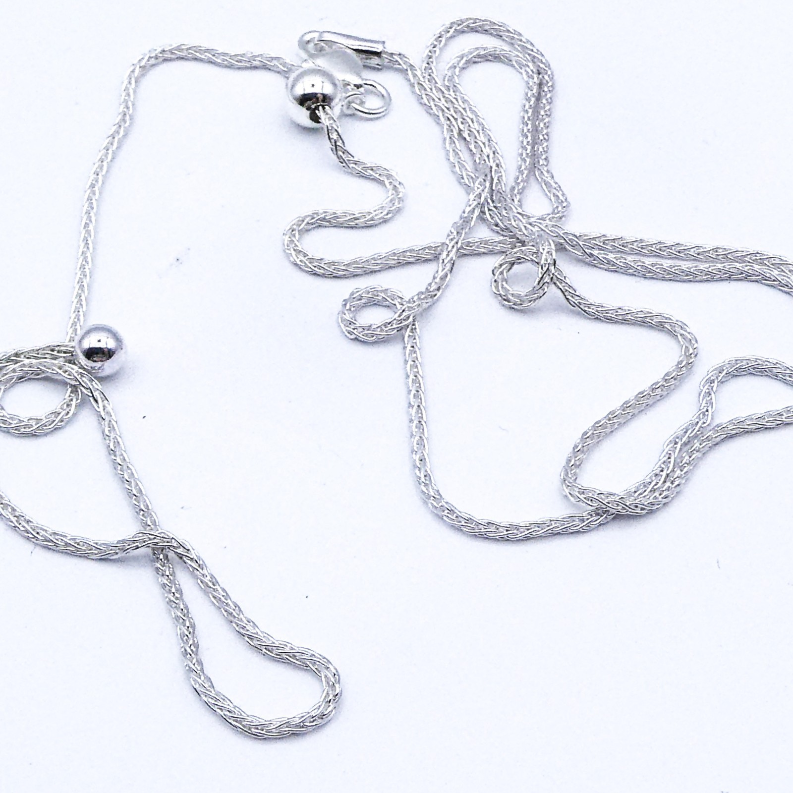 New Sterling Silver Italy Spiga Adjustable Chain Necklace 24″ Stackable 1.3 mm