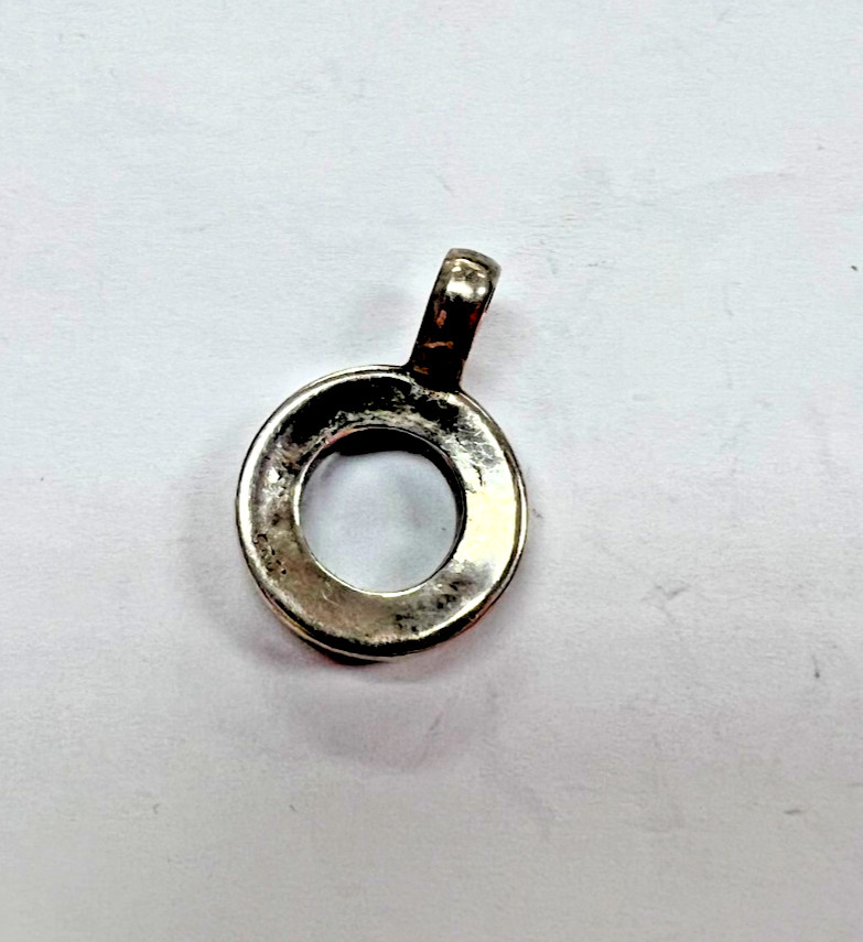 Unknown Designer Sterling Silver Donut Multi-Orange Color Stone Pendant [075DuW]