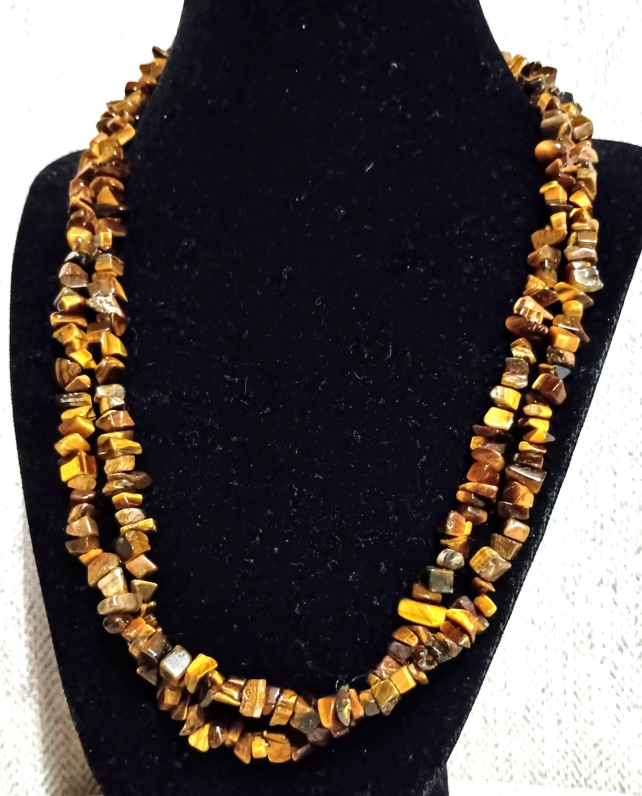 JAY KING TIGERS EYE 2 STRAND NECKLACE STERLING SILVER HOOK CLOSURE 18″ W/3″ EXT