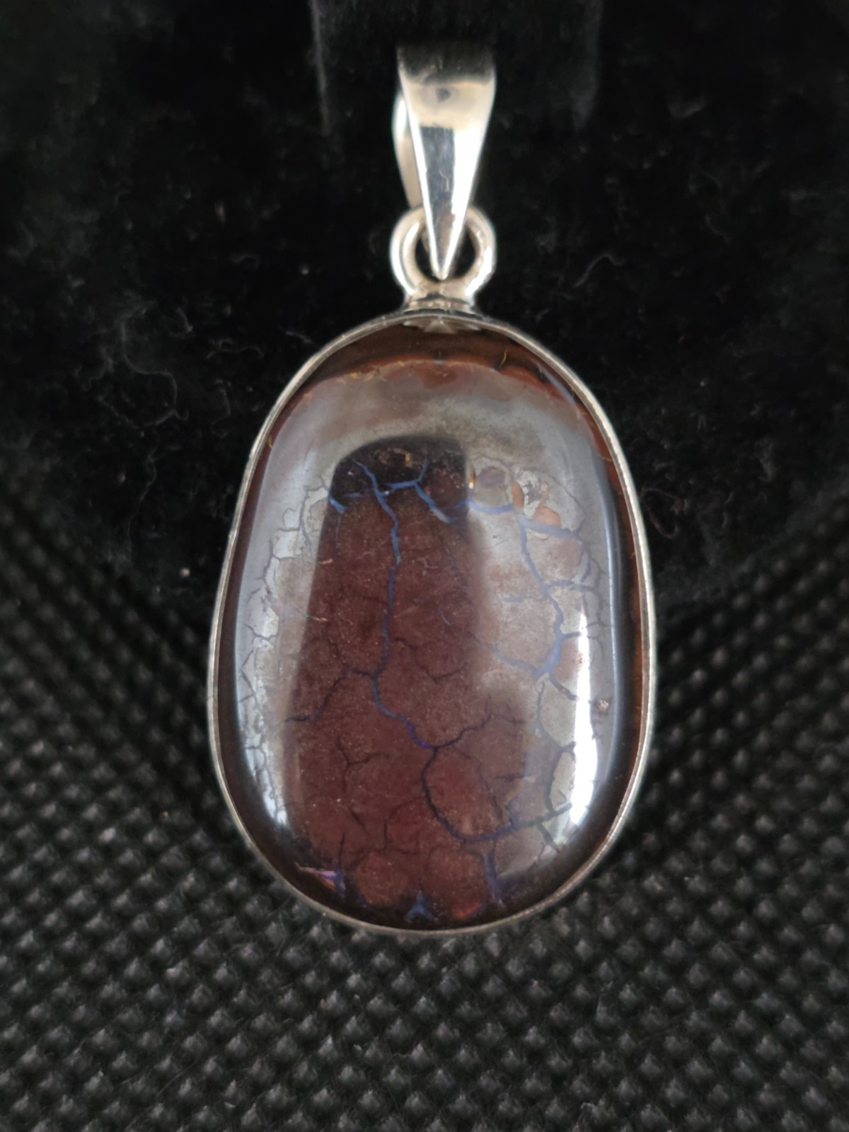 Natural Australian Boulder Opal Pendant 925 Sterling Silver 1.6″ Drop x 20 mm