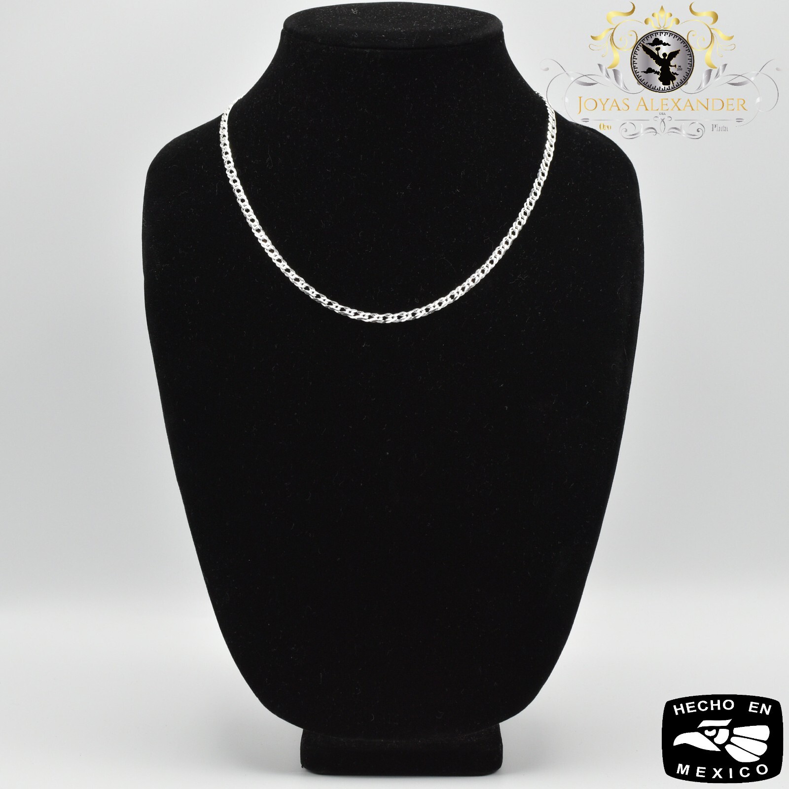 Rombo Chain Double Link Sterling Silver Chain Necklace Plata de Mexico