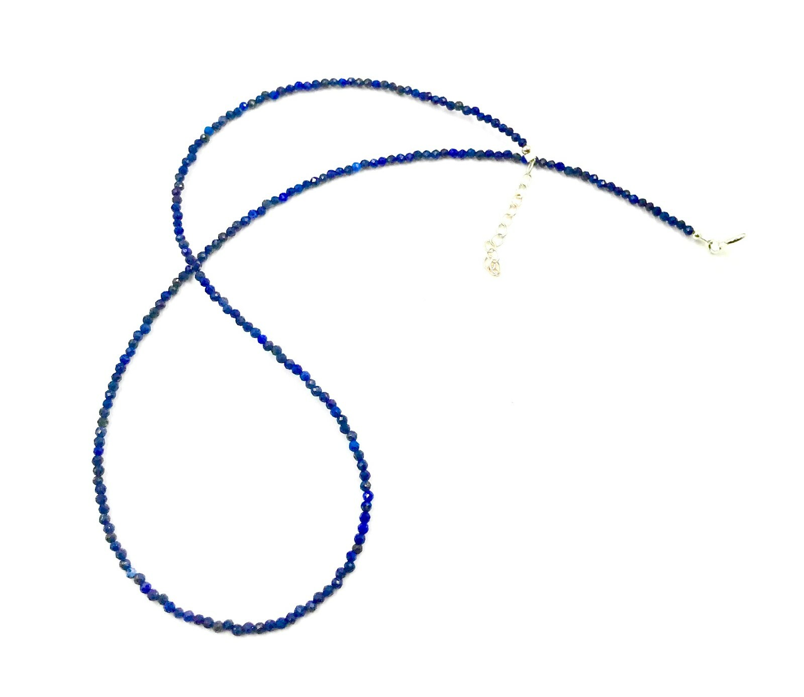 Genuine Lapis lazuli Beads Silver Necklace Jewelry Women Handmade USA SELLER