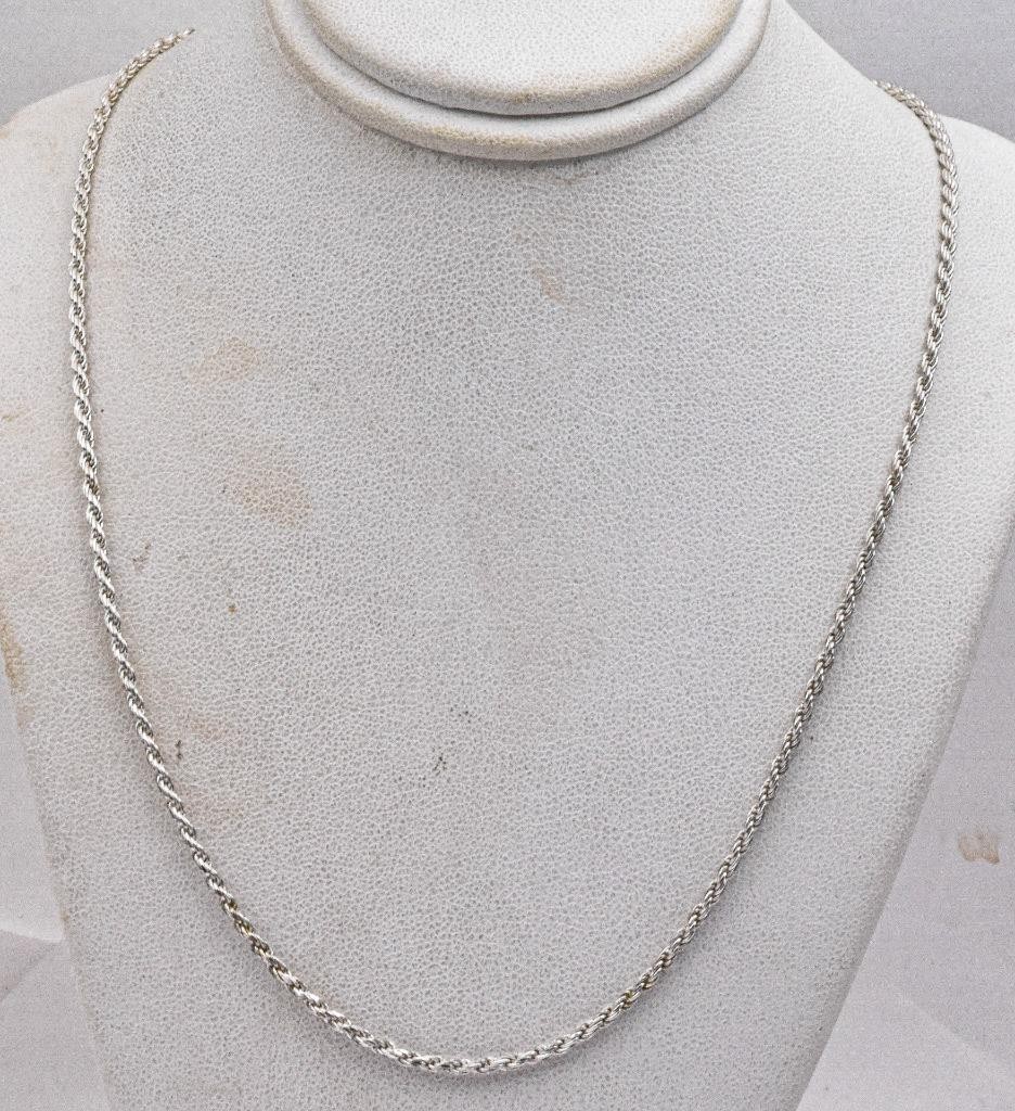 Estate Sterling Silver 2mm thick solid not hollow ROPE chain necklace 18″ ITALY