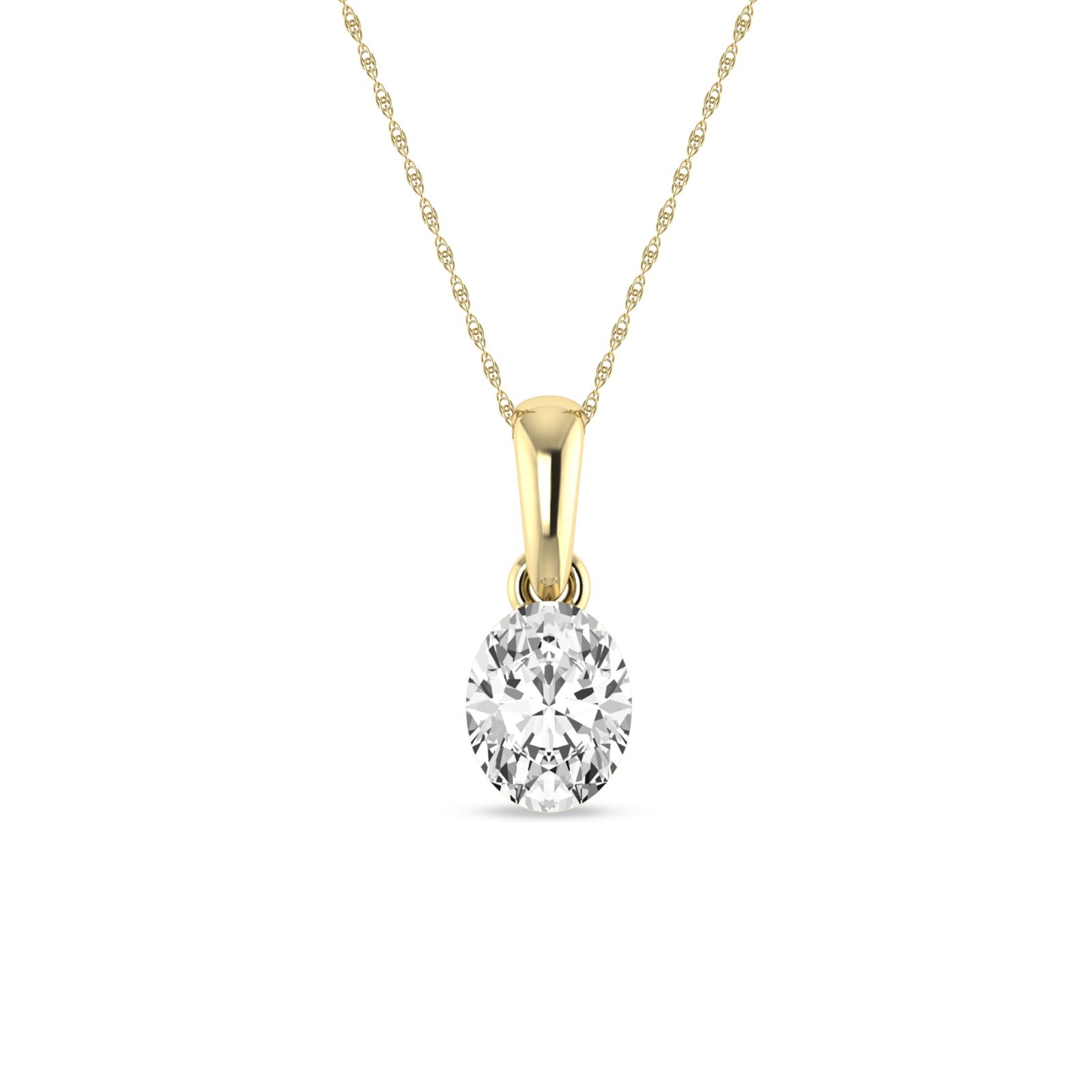 1/4Ct Round Cut Lab Grown Diamond Solitaire Pendant 10K Yellow Gold