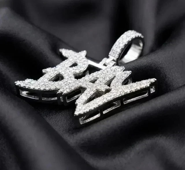 2.Ct Round Cut Real Moissanite Custom Letter Men’s Pendant 14K White Gold Plated