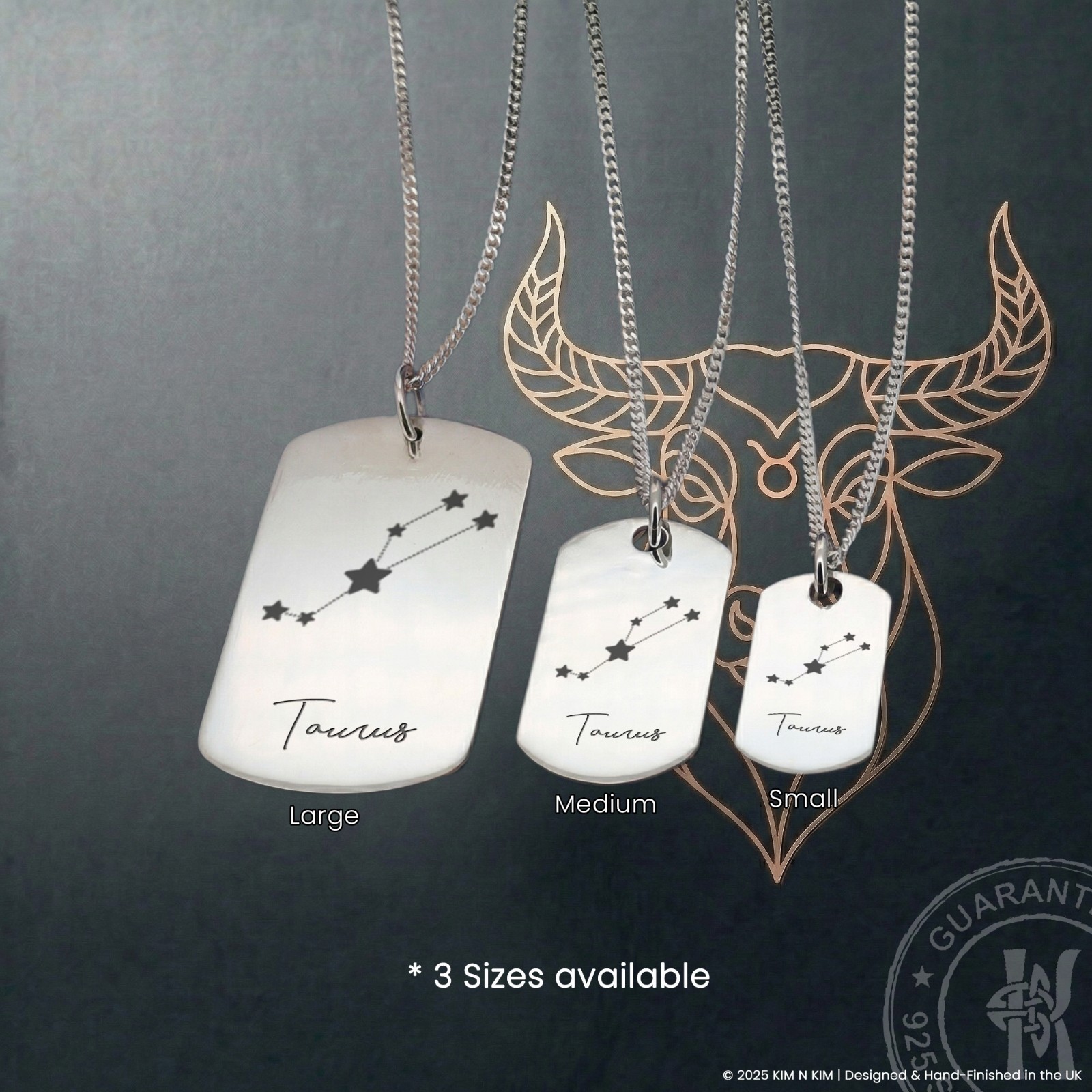 Taurus Necklace for Him – Personalised Sterling Silver Gift for April & May
