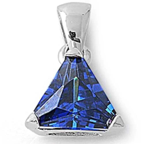 2 ct. Sapphire Genuine Trillion Solitaire Pendant in Sterling Silver