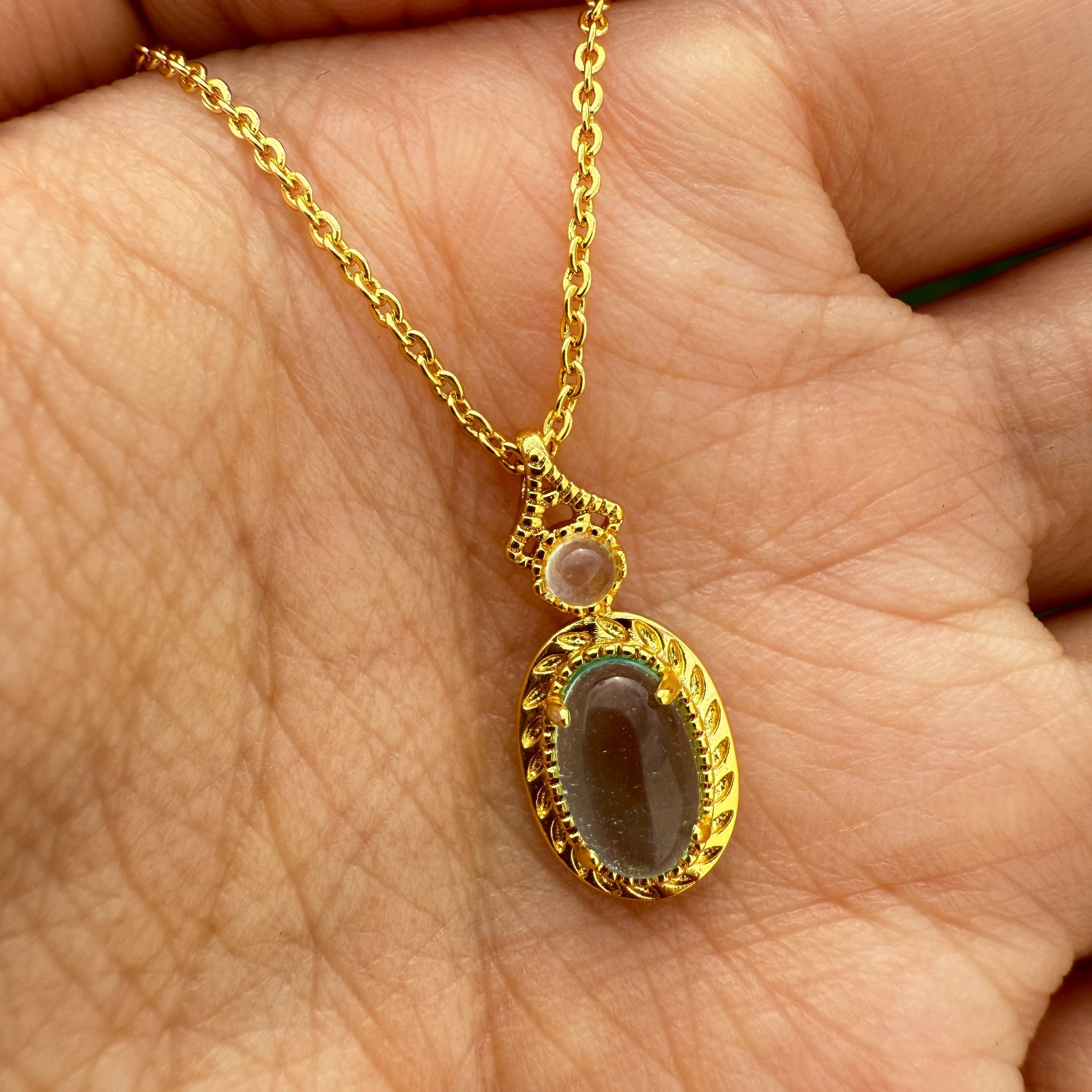 925 Sterling Silver Necklace 8x6mm Natural Blue Topaz Gemstone Handmade Chain