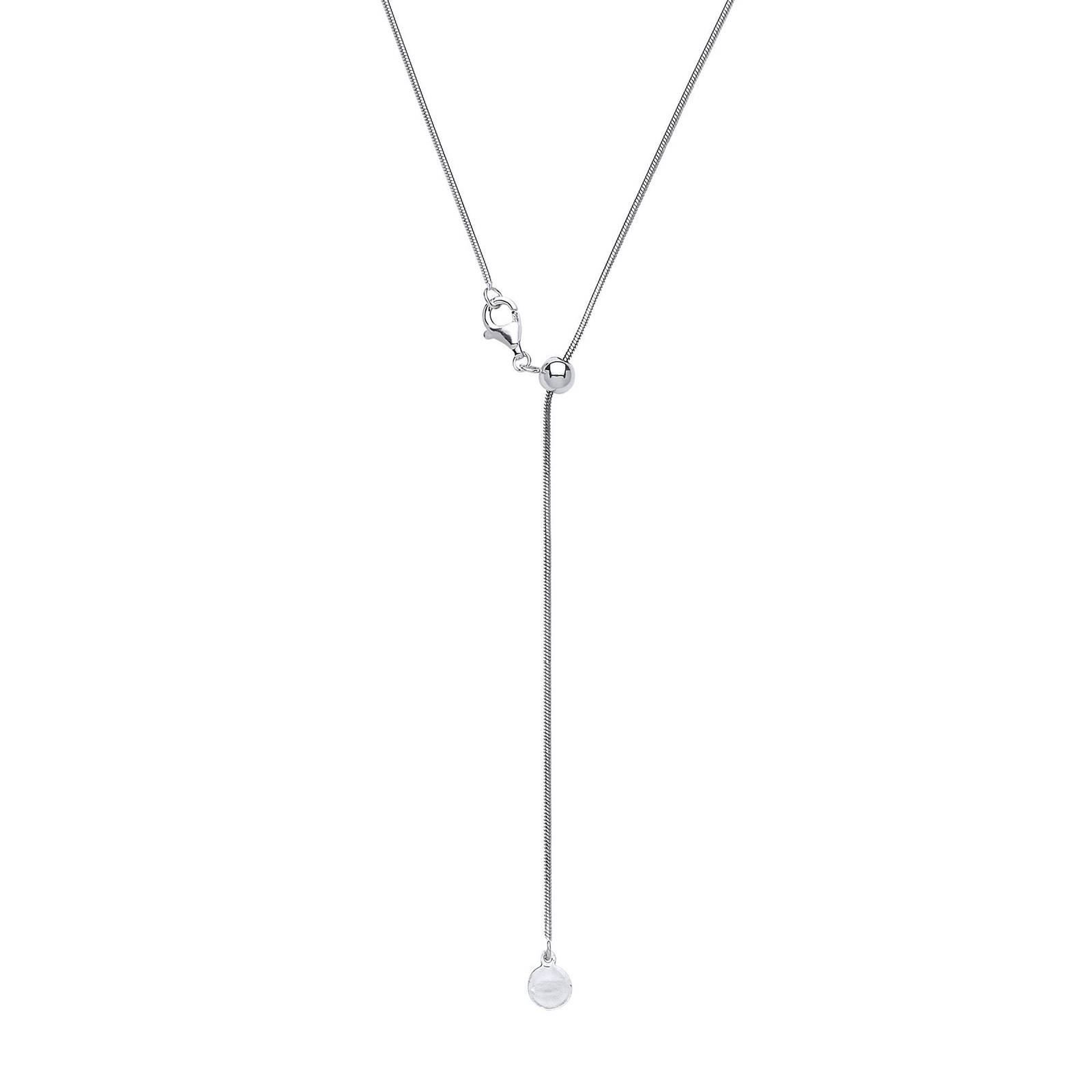 Silver Jewelco London Adjustable Toggle Lariat Pendant Chain Necklace 1mm 22inch
