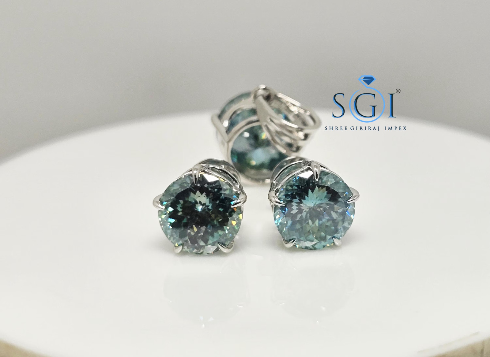 16CTW Fancy Royal Blue Moissanite Jewelry Set Portuguese Cut White Gold